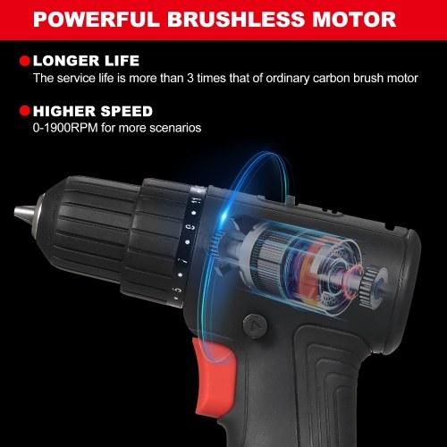 

12V Brushless Drill Set, Efficient and Durable, with Multi-functional Accessories