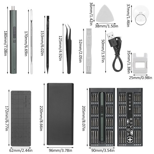 Lithium Electric Screwdriver 82 in 1 Precision Screwdriver Set Precision Hand Screwdriver Bit Set with 64 Magnetic Bits Repair Tool for Phone Laptop Camera Watch Computer White