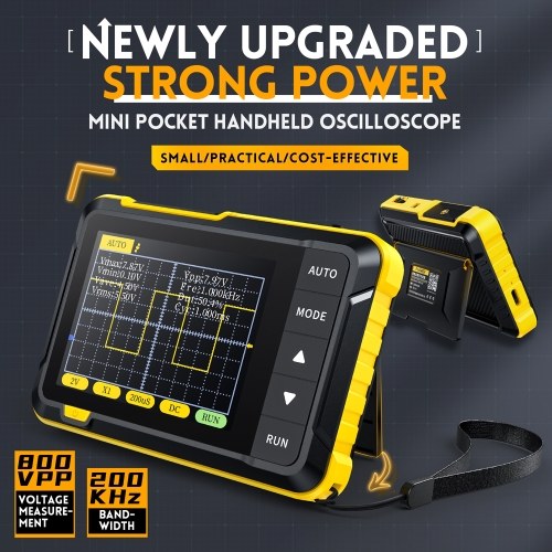 FNIRSI Handheld Digital Oscilloscope Portable 400V Voltage Measurement 200KHz Bandwidth 2.5MS/s Real-time Sampling Rate 2.8inch Screen Multifunctional Oscilloscope Instrument (Standard Configuration) 