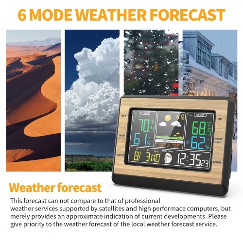 Color Screen Weather Forecast Clock Temperature and Humidity Meter Multifunctional Electronic Alarm Clock Barometric Measurement Weather Station with Moon Phase Display
