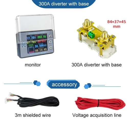 2.4inch Color LCD Screen Coulometer Voltage Current Capacity Meter Electric Car RV Battery Coulometers Bidirectional Current Detection with Memory Function 