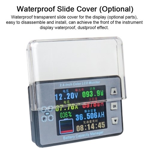 2.4inch Color LCD Screen Coulometer Voltage Current Capacity Meter Electric Car RV Battery Coulometers Bidirectional Current Detection with Memory Function 