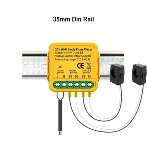 Tuya WiFi On-off Controller 80A Energy Meter Current Transformer Clamp KWh Power Monitor Electricity Statistics Monitoring Device Compatible Alexa Google Home for Voice Control 