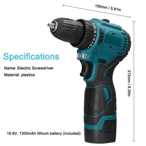 16.8V Cordless Driver Drill Household Electric Screwdriver Regulation Rotation Ways Adjustment Lithium Drill Home Improvement Power Tool 
