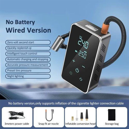 ST-9616A Full-Touch-Screen Vehicle-Mounted Air Pump Portable Air Pump for Automobile Air Compressor Electric Tire Inflator (Power Cord Model) 