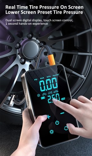 ST-9616A Full-Touch-Screen Vehicle-Mounted Air Pump Portable Air Pump for Automobile Air Compressor Electric Tire Inflator (Power Cord Model) 