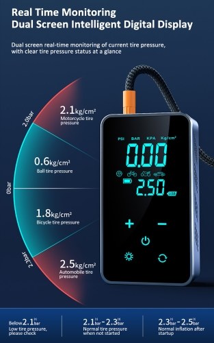 ST-9616A Full-Touch-Screen Vehicle-Mounted Air Pump Portable Air Pump for Automobile Air Compressor Electric Tire Inflator (Power Cord Model) 