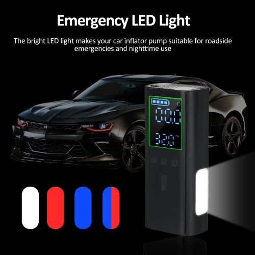 Tire Inflator Portable Air Compressor Cordless Mini Electric USB Handheld Pump for Car Motorcycle Bike Ball Inflatables Auto Shut-Off with Digital Pressure Gauge LED Light 