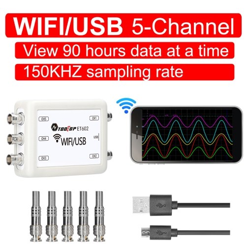TOOLTOP Virtual Oscilloscope 5-channel Data Storage Acquisition Recorder 4 Measurment Modes Switchable 