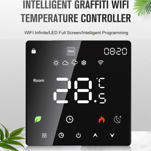 Tuya Wifi LCD Display Intelligent Temperature Controller Electric Water Heating Device Thermostat Weekly Programmable Cellphone APP Remotely Control 