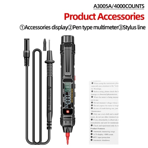 ANENG A3005A/B Digital Intelligent Professional Multimeter Sensor Pen Phase Sequence Tester AC Voltage Meter Non-Contact Voltmeter Electric Tool 