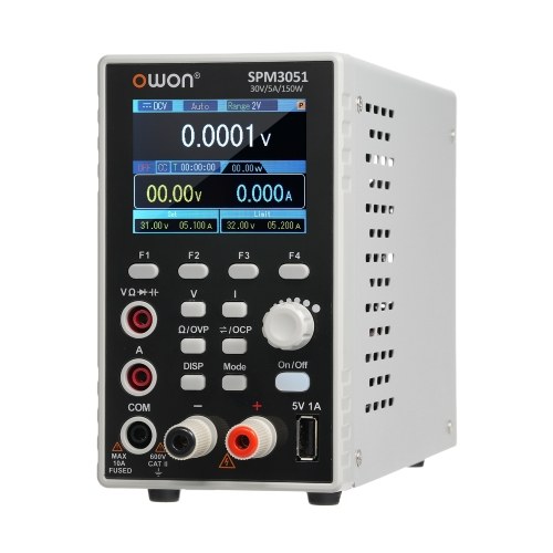 OWON SPM3051 Programmable Lab Power Supply (0-30V 0-5A) 150W Bench DC Power Supply with Multimeter Regulated Power Supply with 2.8 inch LCD Display and Output Enable/Disable Button Single Channel Output