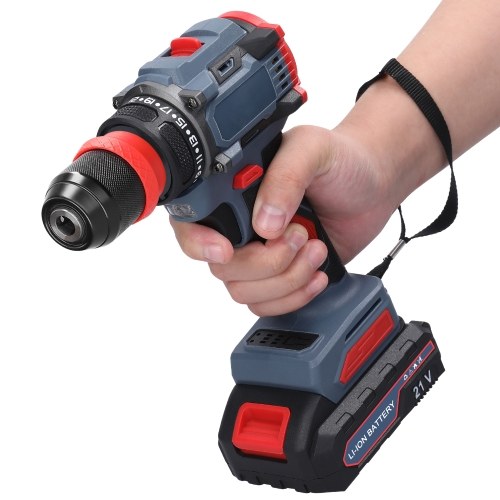 21V 2in1 Lithium Drill Electric Screwdriver 55Nm Torque Brushless Motor Practical Screw Driver for Home Appliances Furniture Installation Automotive Electronics Repairing (1 Battery) 