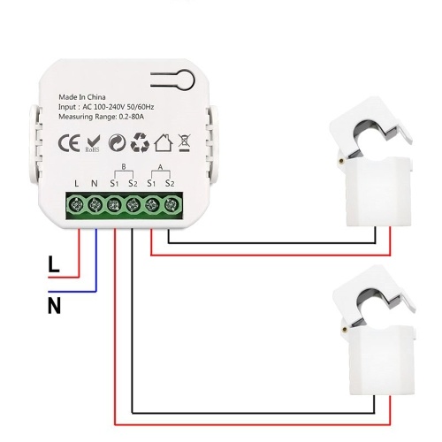 Tuya Wifi Intelligent Energy Meter Solar PV System Power Production Consumption Bidirectional Monitoring Meter Mobilephone APP Control Power Monitor with CT 