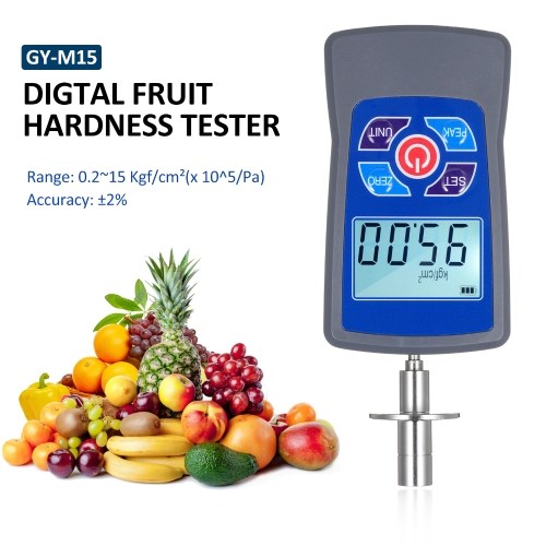 GY-M15 Digital Fruit Hardness Tester Meter Mini Fruit Penetrometer Durometer with Range 0.2 to 15 Kgf/cm² (x10^5 Pa) Load Division Value 0. 01Kgf/cm² Pressure Head Diameter Φ11.1mm for Fruits 