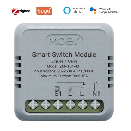 Tuya ZigBee Intelligent Switch Module Portable Home Automation DIY Breaker Timing Control Voice Control Switch Compatible with Google Home and Amazon Alexa