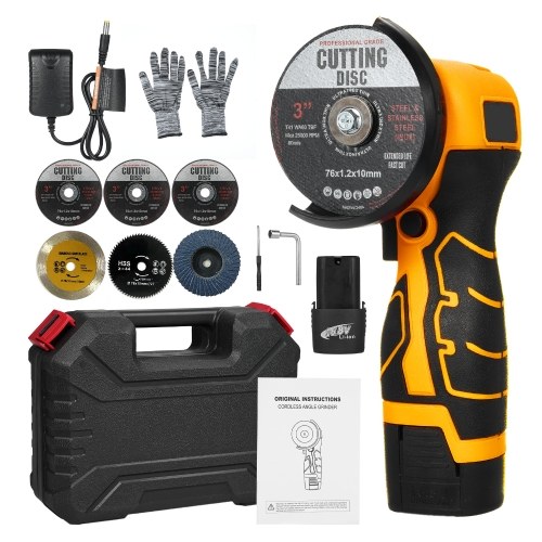 Smerigliatrice angolare a batteria 7000 giri/min Mini smerigliatrice elettrica con 2 batterie 16,8 V 2000 mAh e lama da taglio per tagliare mattoni lucidati, legno, pietra, acciaio