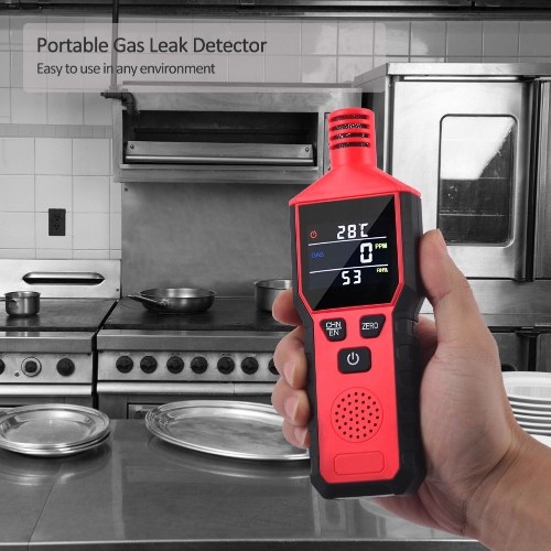 Gas Leak Detector Portable Propane and Natural Gas Leak Detector with LCD Color Display 3 in 1 Combustible Gas Sensor Sniffer Gas Temperature and Humidity Display for Home Kitchen Travel 