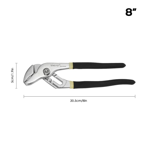 

TNI-U 8'' Tongue and Groove Set Joint Pliers Straight Jaw with Cusion Grip Lock Pliers