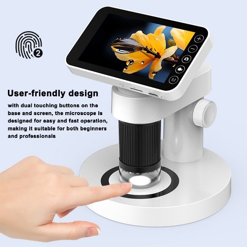 Portable Professional 1000X Magnification Optical Microscope 4.0-inch TFT Color Screen Versatile Science Experiment Kit  for Elementary and Middle School Students 