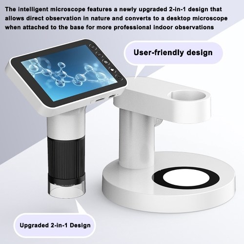 Portable Professional 1000X Magnification Optical Microscope 4.0-inch TFT Color Screen Versatile Science Experiment Kit  for Elementary and Middle School Students 