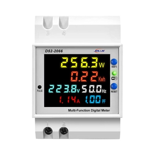 Tuya WiFi Home Intelligent Digital Display Electricity Meter DIN-Rail Voltage and Current Meter with Power Failure Memory Function (Built-in Type) 