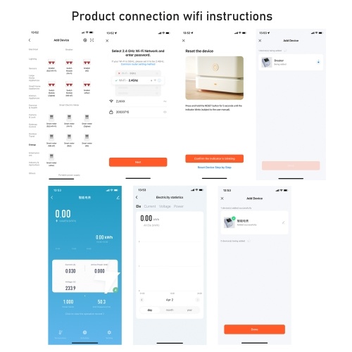 Tuya WiFi Home Intelligent Digital Display Electricity Meter DIN-Rail Voltage and Current Meter with Power Failure Memory Function (Built-in Type) 