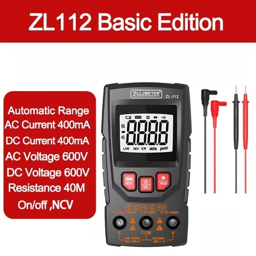 Professional Digital Multimeter Color Display Handheld Multimeter NCV  Tester Professional Voltage Current Capacitance Resistance Diode Measurement Meter with Flashlight Automatic Shutdown Function 