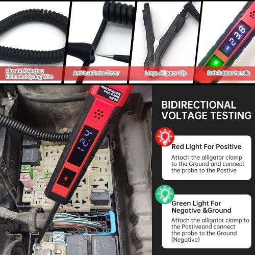 NS-870 Digital Auto Power Test Pen 4-75VDC Voltage Tester Bipolar Car Wiring Tester Versatile Automobile Troubleshooting Tools 