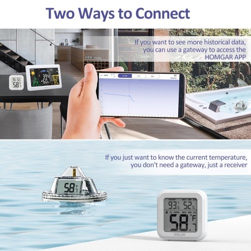 Pool Thermometer Floating Easy Read Digital Swimming Pool Thermometer Wireless Water Temperature Gauge with Indoor Thermometers Floating Thermometer for Pool/Hot Tub/Fish Tank 