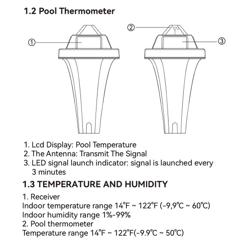 Pool Thermometer Floating Easy Read Digital Swimming Pool Thermometer Wireless Water Temperature Gauge with Indoor Thermometers Floating Thermometer for Pool/Hot Tub/Fish Tank 