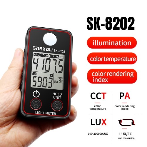 Color Temperature Tester High Precise Illuminance Meter 0.5-300000LUX LED Illumination Test Meter Photographic Luminance Measuring Device 