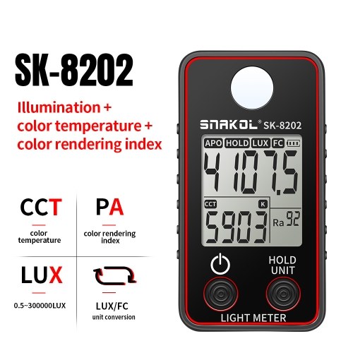Color Temperature Tester High Precise Illuminance Meter 0.5-300000LUX LED Illumination Test Meter Photographic Luminance Measuring Device 