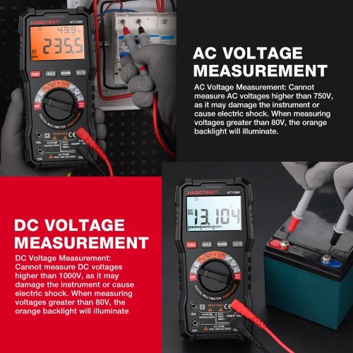 HABOTEST HT136A Digital Multimeter 10000 Counts Voltage Current Detector with Capacitance Resistance Frequency Temp Test 