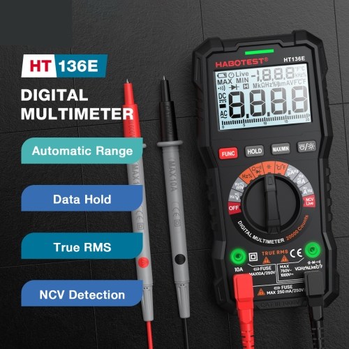 HABOTEST HT136A Digital Multimeter 10000 Counts Voltage Current Detector with Capacitance Resistance Frequency Temp Test 
