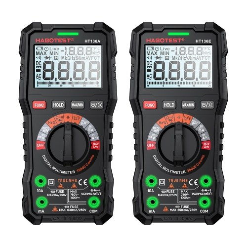 HABOTEST HT136A Digital Multimeter 10000 Counts Voltage Current Detector with Capacitance Resistance Frequency Temp Test 