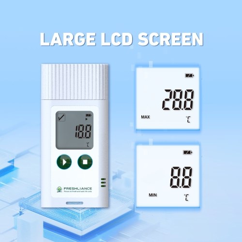 USB Temperature Recorder Fruit Cold Storage Coldchain Transportation Temperature Logger Large Capacity Data Storage with PC Data Export PDF/CSV Reports Automatic Generating Function 