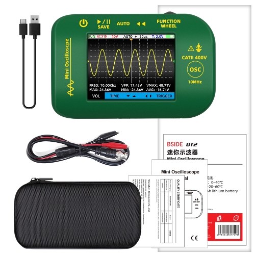 Digital 2.8-inch TFT Display Oscilloscope Handheld Oscope Meter 10Mhz Bandwidth 48MSa/S Sampling Rate Data with Data Storage Function for DIY and Electronic Test 