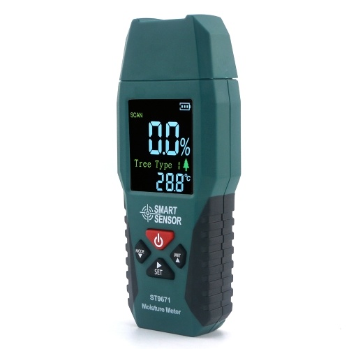 SMART SENSOR Wood Moisture Meter Pin Type Humidity Meter Pocket Size Moisture Detector with LCD Display Moisture Content Meter with 4 Modes for Wood Bamboo Paper Herbs 