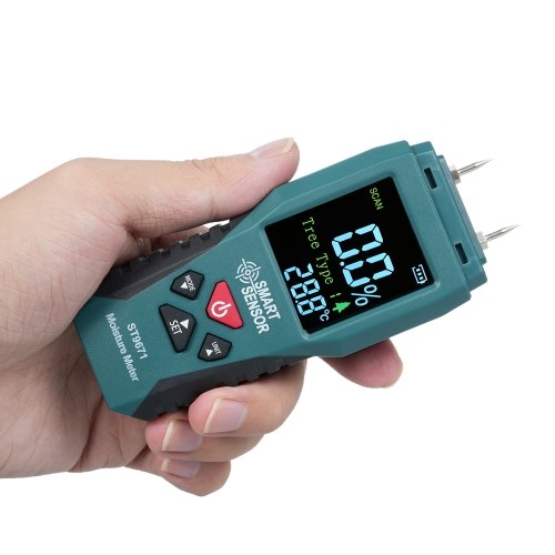 SMART SENSOR Wood Moisture Meter Pin Type Humidity Meter Pocket Size Moisture Detector with LCD Display Moisture Content Meter with 4 Modes for Wood Bamboo Paper Herbs 