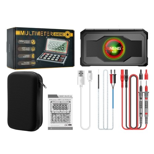 ANENG 623 Car Multimeter Digital Multimeter 20000 Counts RPM mS PLUSE Engine Dwell Angle Measure NCV Detection AC/DC Voltage Current Multimeter Live Wire/Diode Test with 5.15inch 180° Foldable Screen 
