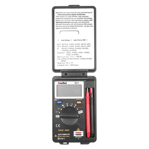 

RuoShui Portable Pocket 3999 Counts Auto Range True RMS Multi-functional Digital Multimeter
