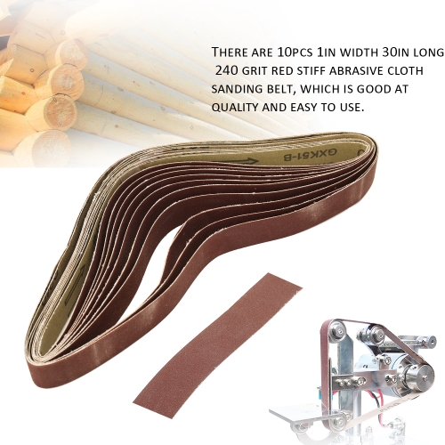 10pcs 240 Grit 1in Width 30in Long Red Stiff Abrasive Cloth Sanding Belt