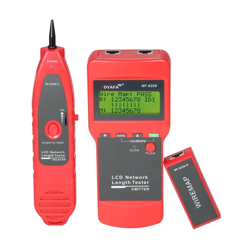 Multi-functional LCD Network Cable Tester RJ11 RJ45 Wire Length Finder with 1 Remote Adapter