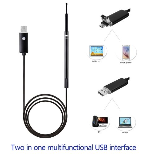 

Wifi Black USB Port Ear and Nose Endoscope 5.5mm Visual Lens Mini Camera DDES01 Earpick Otoscope Endoscope Borescope for PC Windows