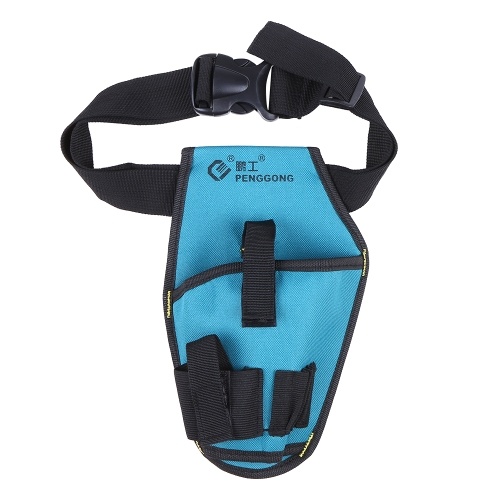 PENGGONG Electronic Drill Bag Waist Tool Pockets Pouch Organizer Oxford Canvas Drill Waist Bag Pocket with Belt Wearable & Waterproof for Carpenter Car Repair Tools