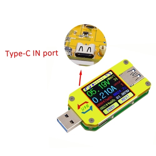 

RD UM34 USB 3.0 Type- C Color LCD Display Tester Voltage Current Meter Voltmeter Ammeter Battery Charge Cable Impedance Resistance Measurement Communication Version