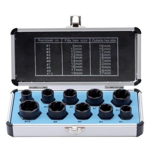 10pcs Set Damaged Bolt Nut Screw Remover Tool Kit Extractor Removal Tools