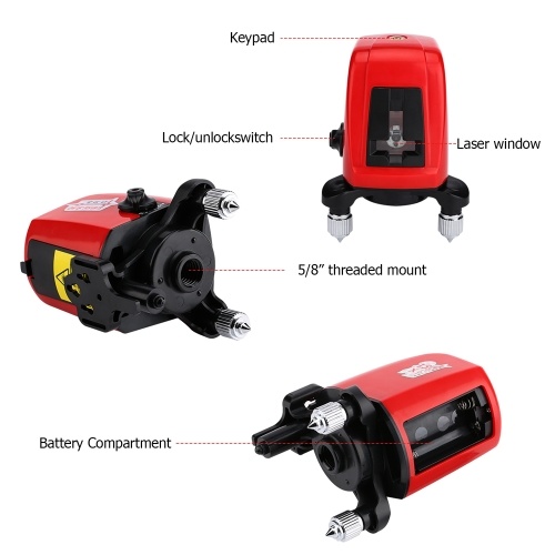 

FC435 Mini Portable 360 Degree Self-leveling Laser Line 2 Line 1 Dot Horizonatal Vertical Red Line Lazer Level