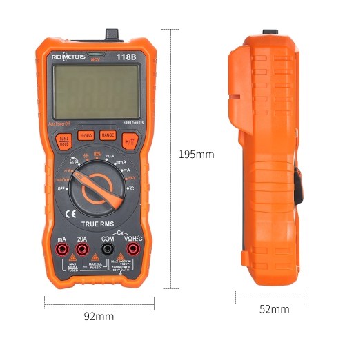 

118B 20A Digital Multimeter 6000 Counts NCV HFE True-RMS 100mF capacitance Magnet AC/DC Voltage Current Temperature